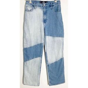Hollister Patchwork Ultra High Rise Vintage‎ Straight Denim Jeans 7R 28x31
